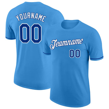 Custom Powder Blue Royal-White Performance T-Shirt