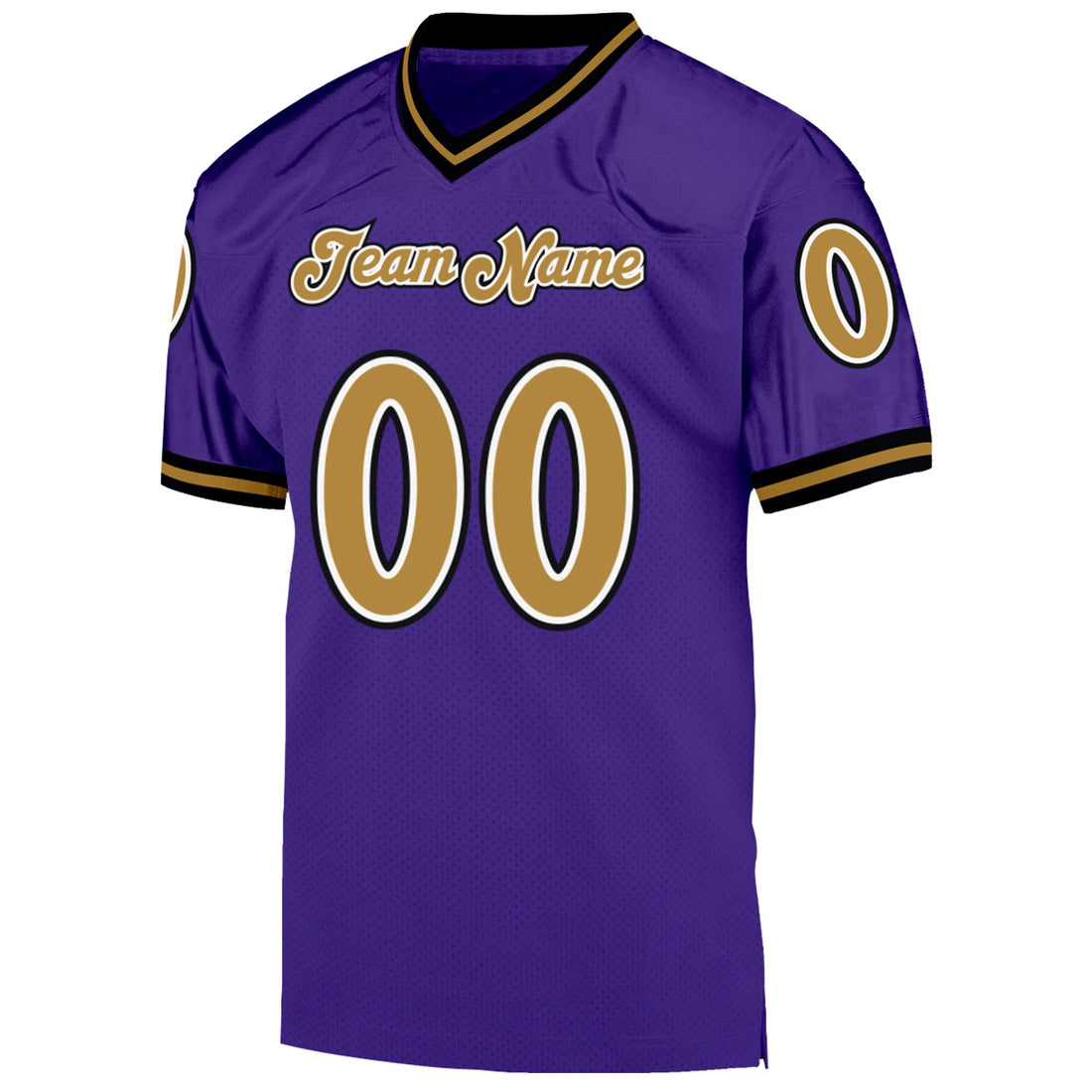 Custom Purple Old Gold-Black Mesh Authentic Throwback Football Jersey