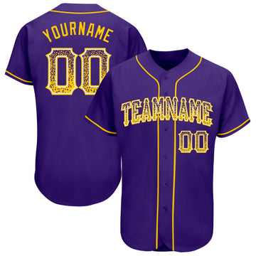 Custom Purple Gold-White Authentic Drift Fashion Baseball Jersey