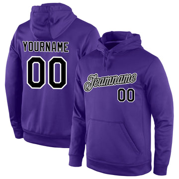 Custom Stitched Purple Black-Gray Sports Pullover Sweatshirt Hoodie