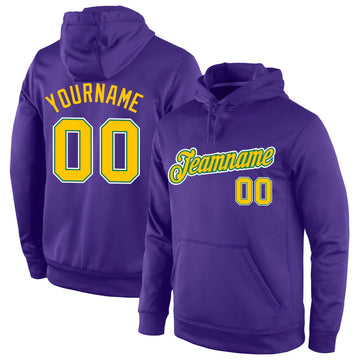 Custom Stitched Purple Gold-Kelly Green Sports Pullover Sweatshirt Hoodie