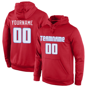 Custom Stitched Red White-Light Blue Sports Pullover Sweatshirt Hoodie