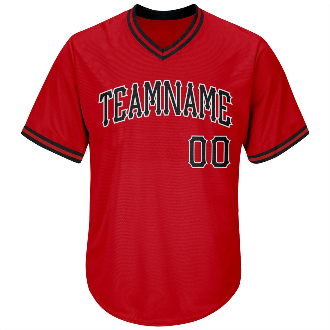 Custom Red Black-White Authentic Throwback Rib-Knit Baseball Jersey Shirt