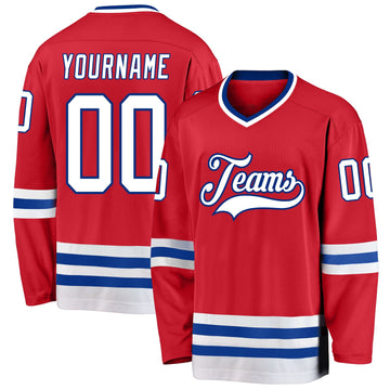 Custom Red White-Royal Hockey Jersey