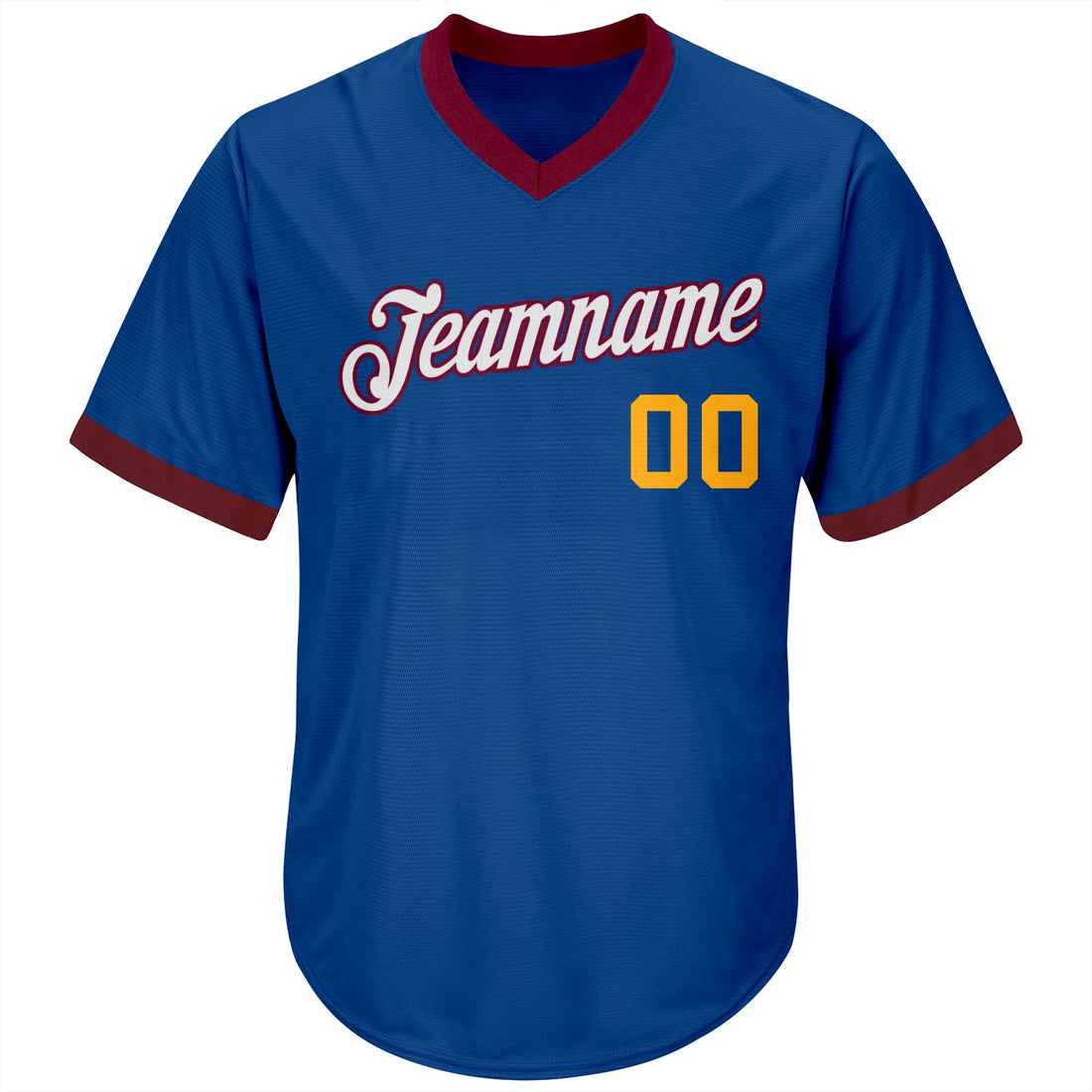 Custom Royal Gold-Maroon Authentic Throwback Rib-Knit Baseball Jersey Shirt