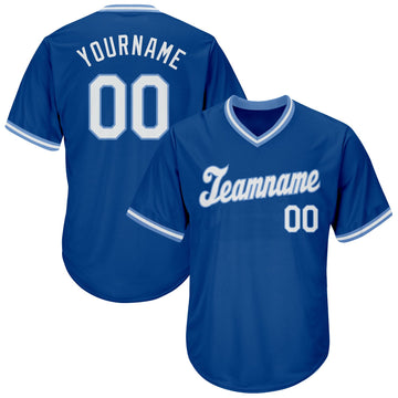 Custom Royal White-Light Blue Authentic Throwback Rib-Knit Baseball Jersey Shirt