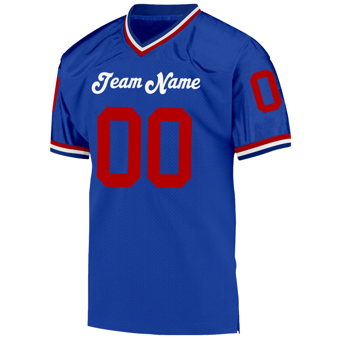 Custom Royal Red-White Mesh Authentic Throwback Football Jersey