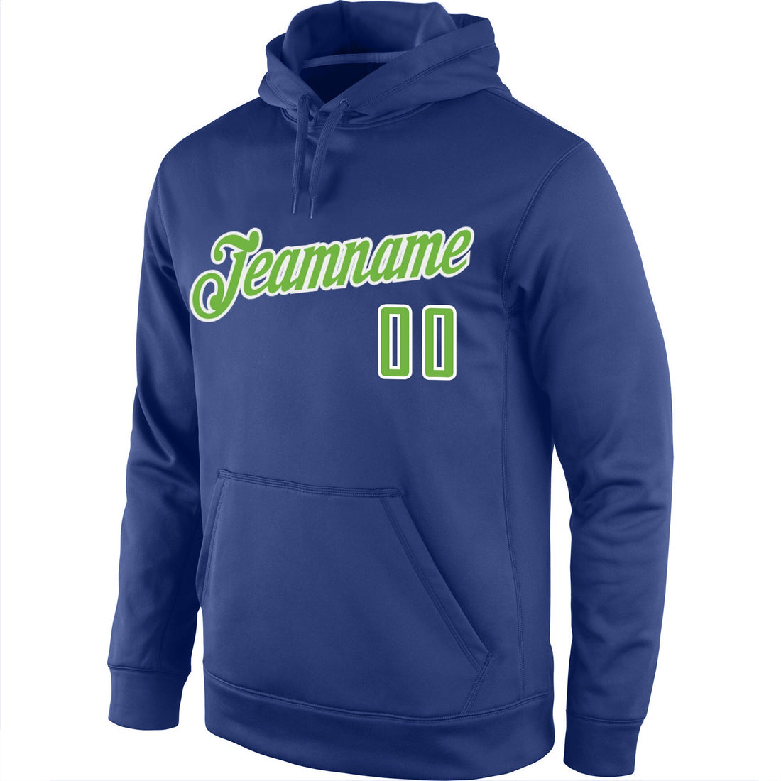 Custom Stitched Royal Neon Green-White Sports Pullover Sweatshirt Hoodie