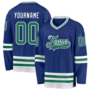 Custom Royal Kelly Green-White Hockey Jersey