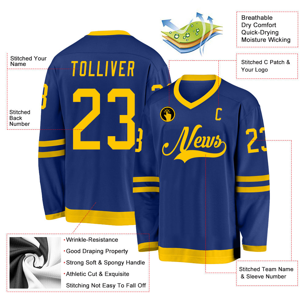 Custom Royal Gold Hockey Jersey