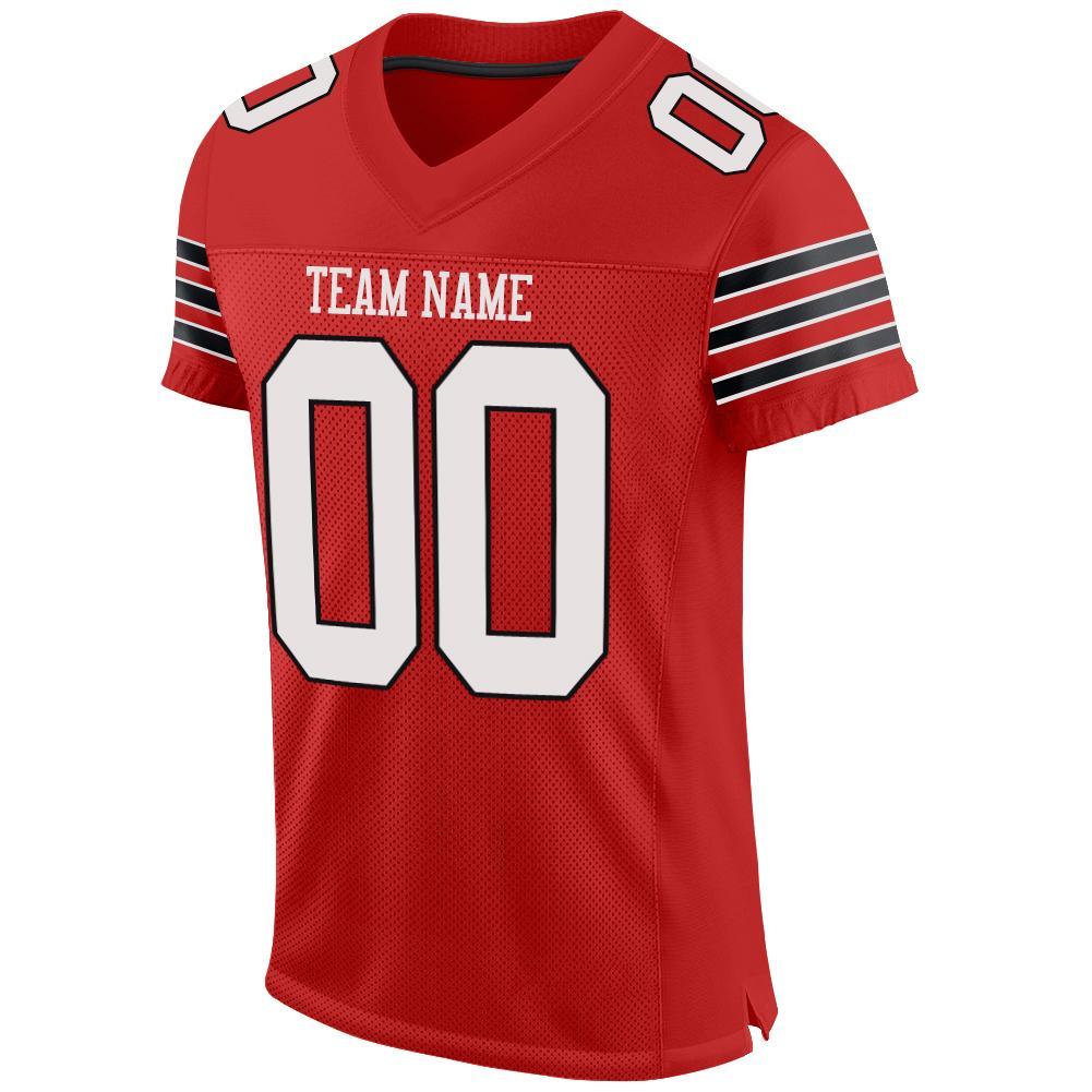 Custom Scarlet White-Black Mesh Authentic Football Jersey