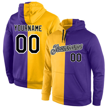 Custom Stitched Gold Black-Purple Split Fashion Sports Pullover Sweatshirt Hoodie