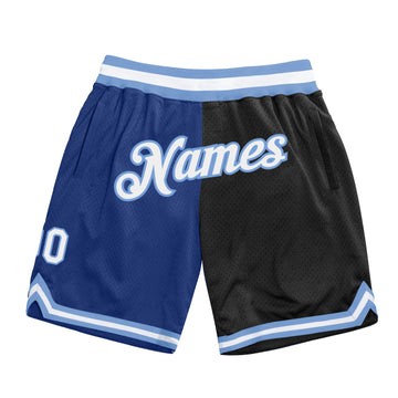 Custom Royal White-Black Authentic Throwback Split Fashion Basketball Shorts