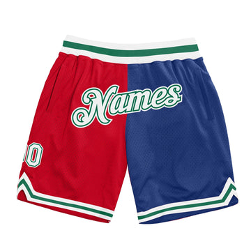 Custom Red White-Royal Authentic Throwback Split Fashion Basketball Shorts