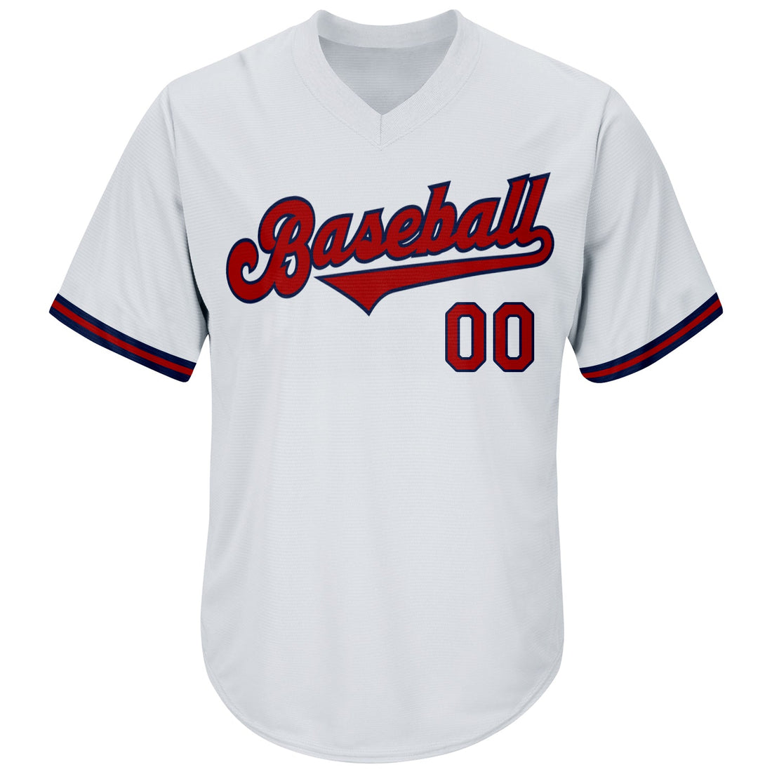 Custom White Red-Navy Authentic Throwback Rib-Knit Baseball Jersey Shirt