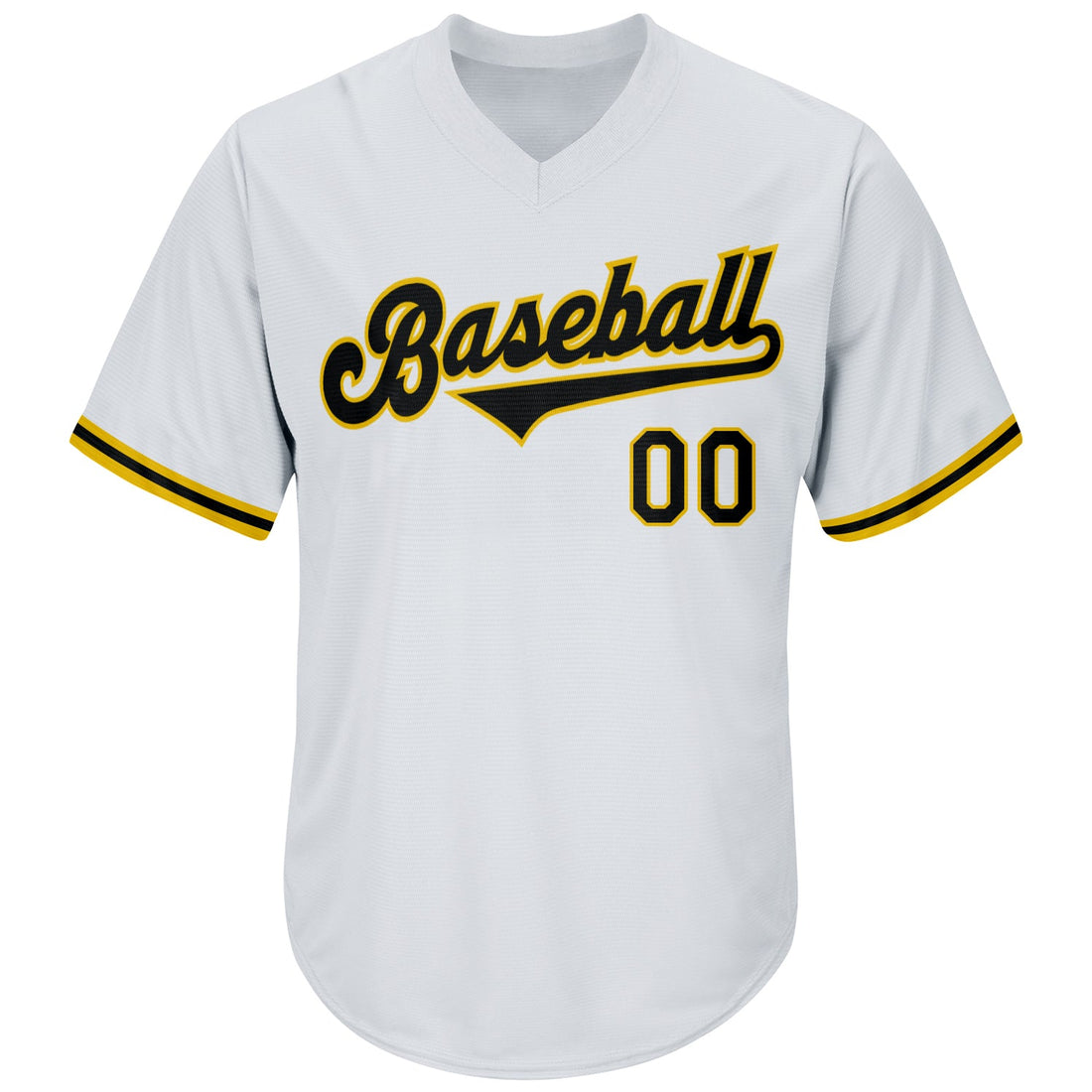 Custom White Black-Gold Authentic Throwback Rib-Knit Baseball Jersey Shirt