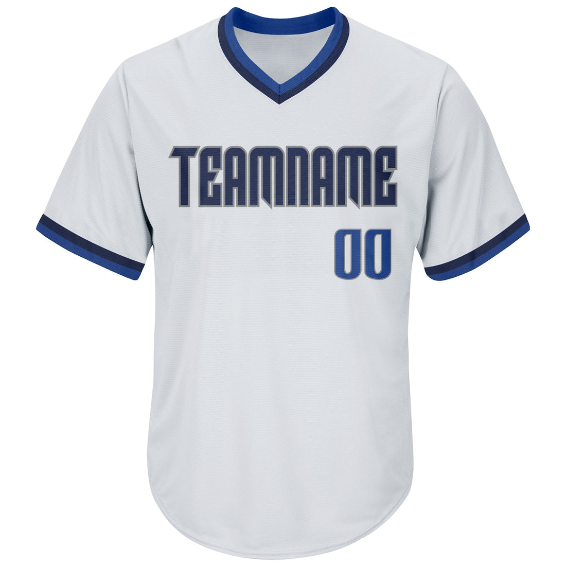 Custom White Blue-Navy Authentic Throwback Rib-Knit Baseball Jersey Shirt