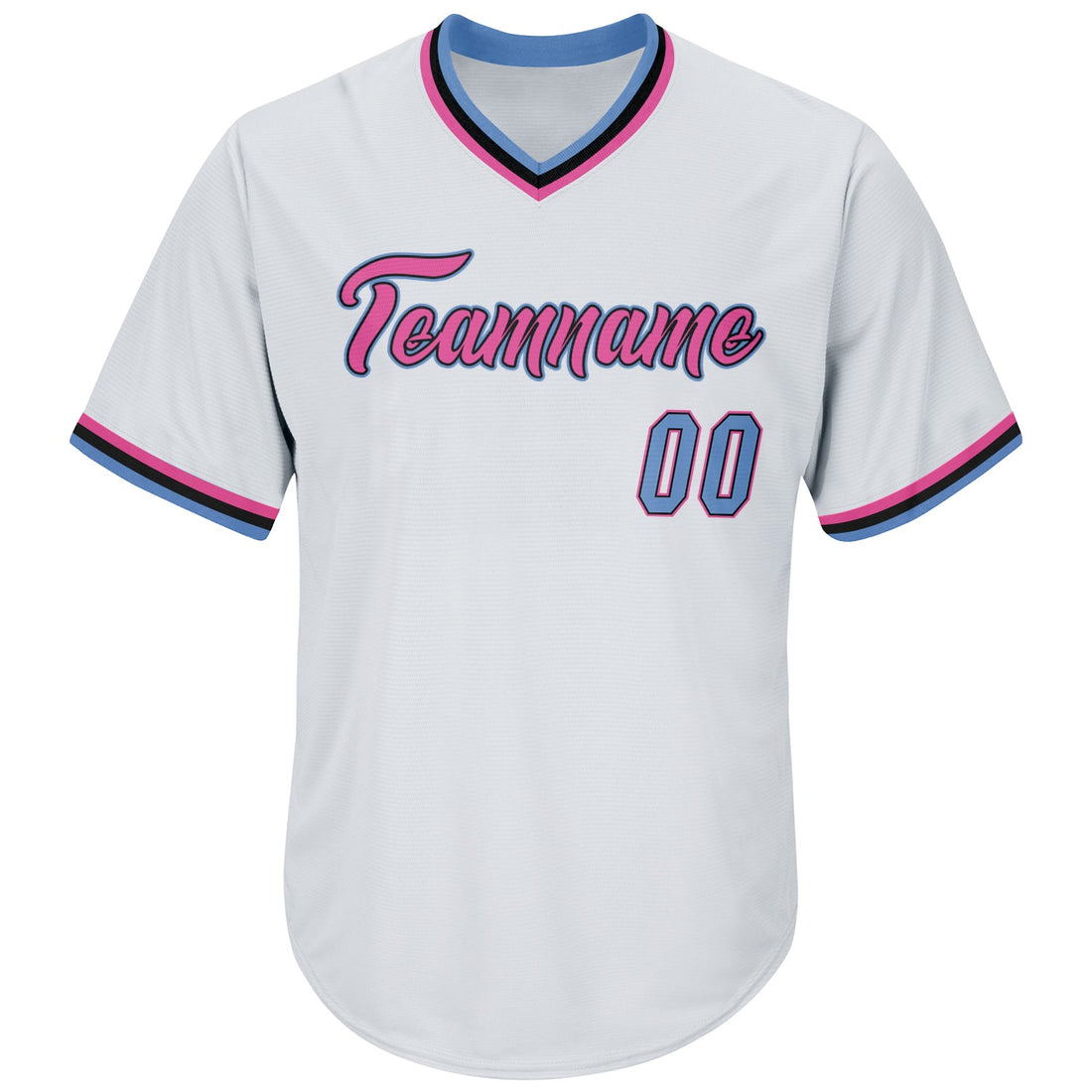 Custom White Light Blue-Pink Authentic Throwback Rib-Knit Baseball Jersey Shirt