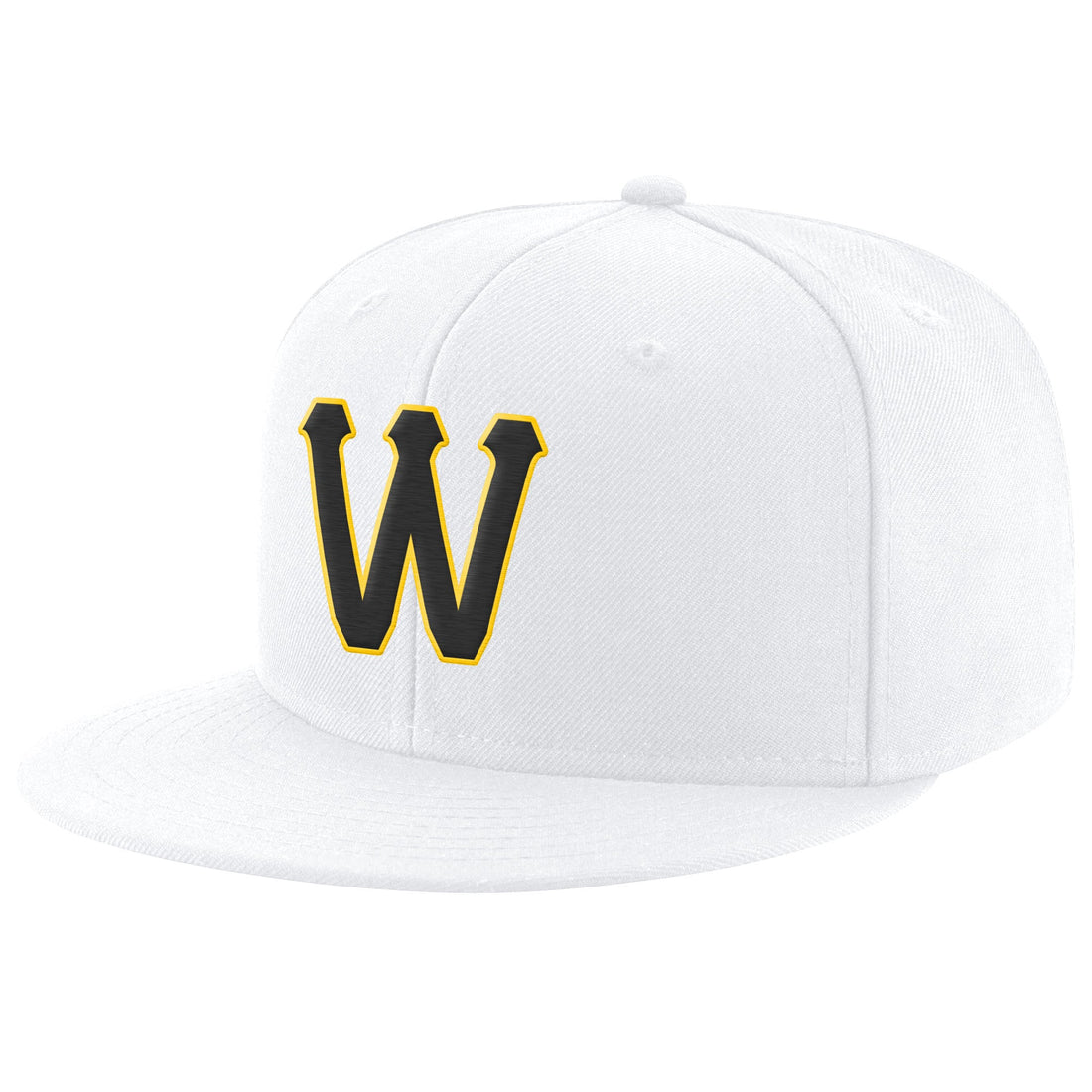 Custom White Black-Gold Stitched Adjustable Snapback Hat