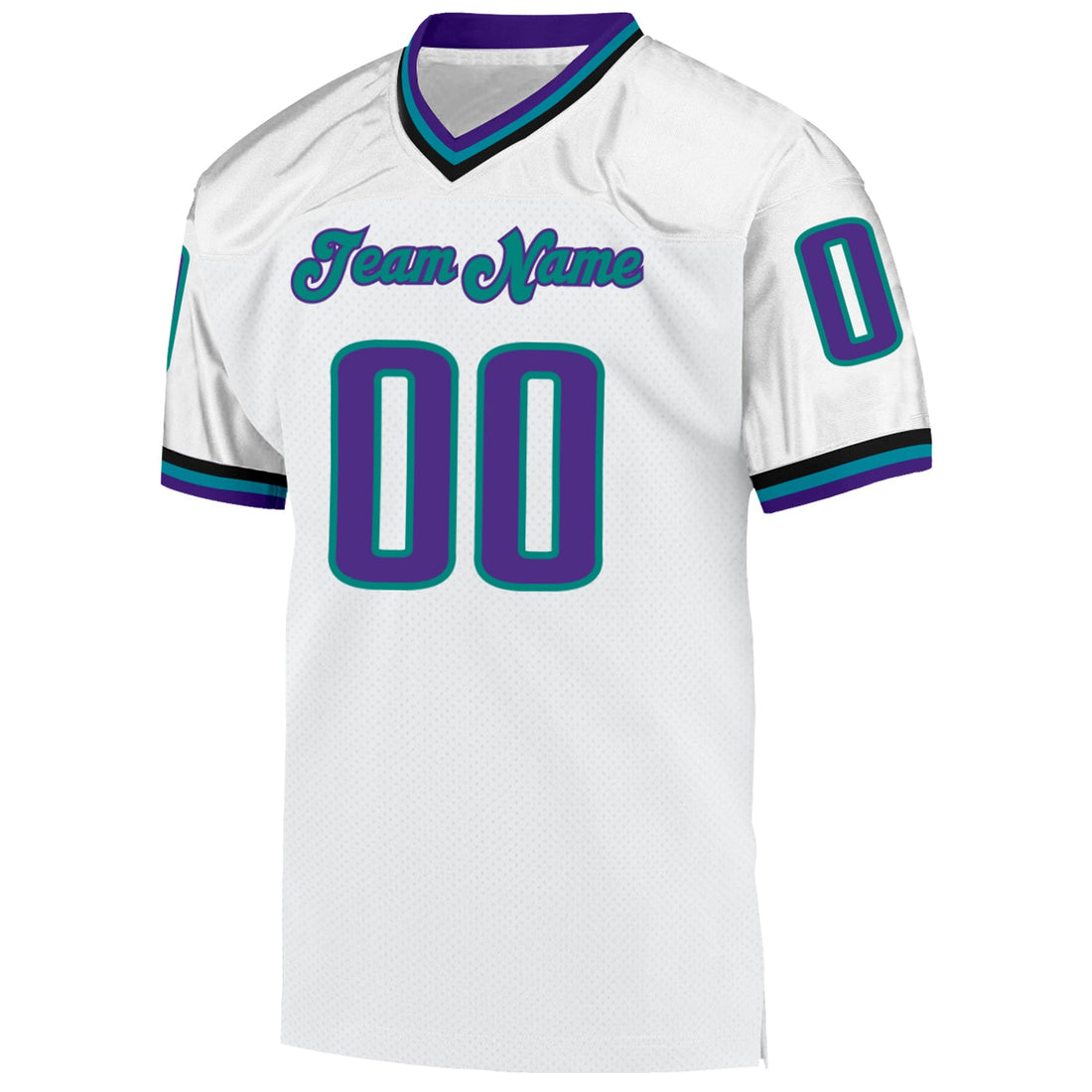 Custom White Purple-Aqua Mesh Authentic Throwback Football Jersey