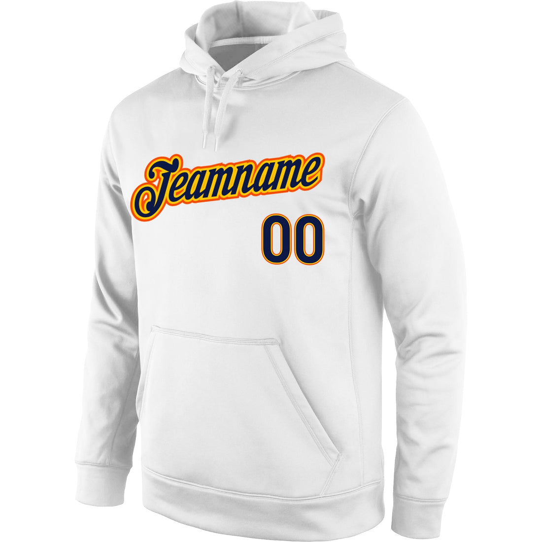 Custom Stitched White Navy-Gold Sports Pullover Sweatshirt Hoodie