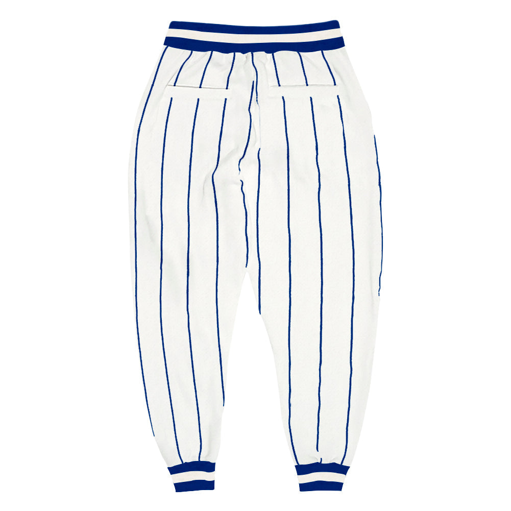 Custom White Royal Pinstripe Royal-White Sports Pants